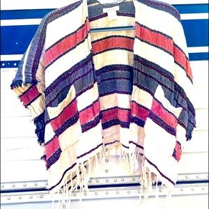 Francesca’s Striped Fringed Shawl with Pockets